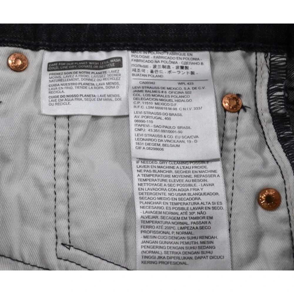 Levi Strauss Levi's 501‎ Button Fly Men's Black Denim Jeans 36 x 32 Inseam 31